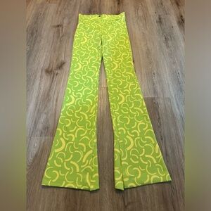 ZARA high waisted pants green with yellow design. Size small waist 26.
